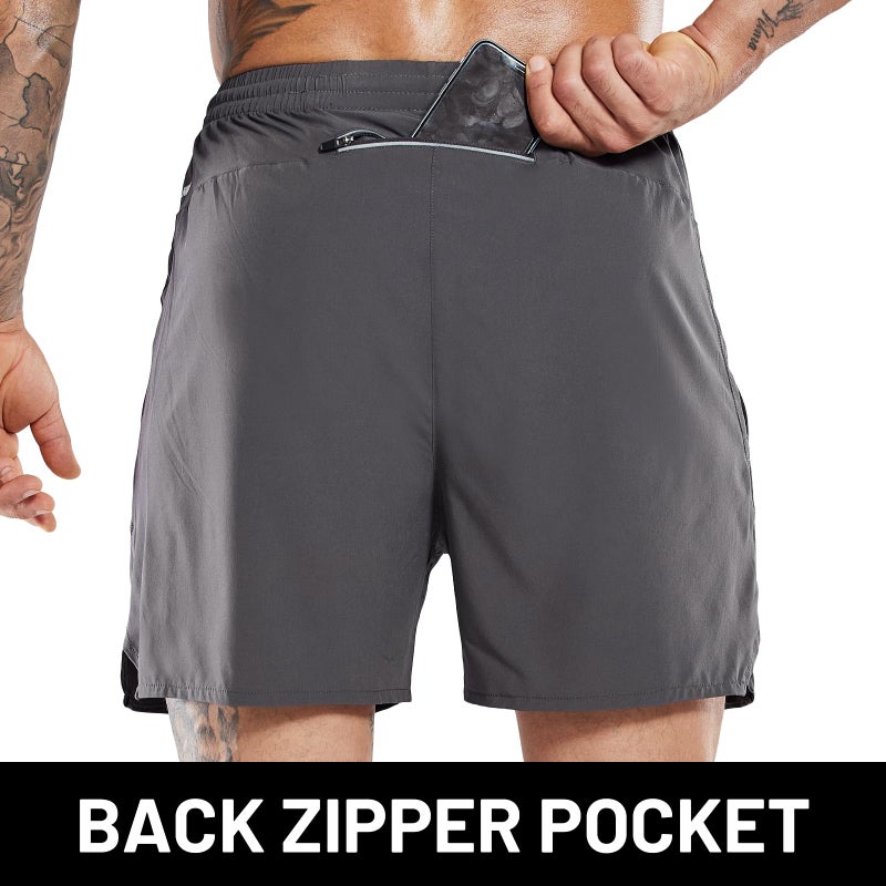 MIER Men's Lightweight Athletic Shorts Quick Dry Workout Gym Shorts with Back Pockets,7" Inseam,Dark Grey,S - Image 2